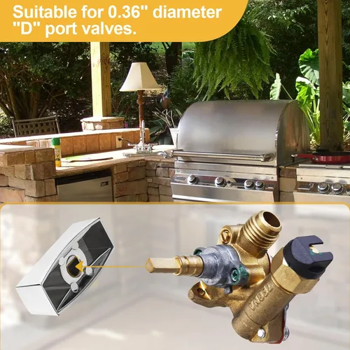 Miniatura 6 de Pomo de válvula de rango para estufa de gas de cocina, perilla de control de panel de placa de horno, compatible con interfaz de aire en forma de D