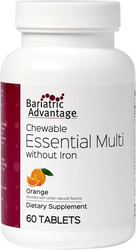 Bariatric Advantage Multivitamínico esencial masticable sin hierro - 200 DV de nutrientes clave - Soporte de minerales traza* - Multivitaminas para