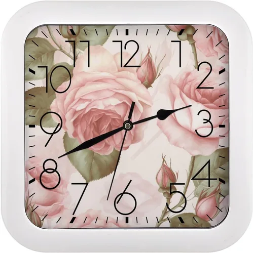 Miniatura 27 de 10" Square Modern Wall Clock,A Cat in Outer Space Print Kitchen Clocks Wall Battery Operated,Silent Non Ticking Unique Funny Cute Wall Clock for