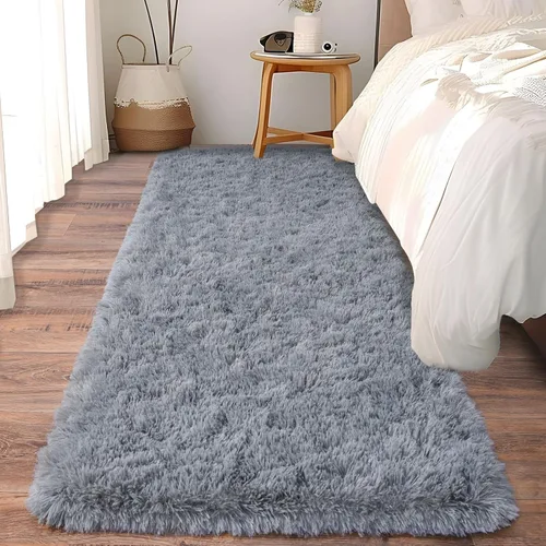 Miniatura 58 de Alfombras suaves para pasillos de dormitorio, nuevas, con parte inferior antideslizante mejorada, de 2 x 3, alfombra esponjosa y peluda verde