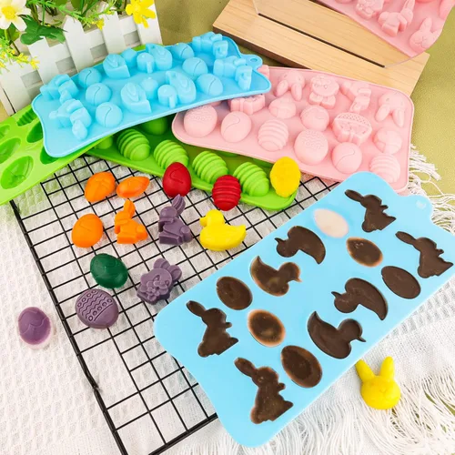 Miniatura 4 de Molde de silicona para huevos de Pascua para chocolate, 5 paquetes de molde en forma de huevo para hornear para fiesta de Pascua, bombas