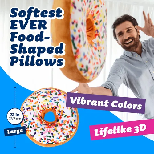 Miniatura 2 de Much Comfort Almohada Decorativa de Dona 3D con Chispitas de 31" - Hecha con Tela Súper Suave y Ultra Premium - Lindo, Cómodo, Cojín de Felpa