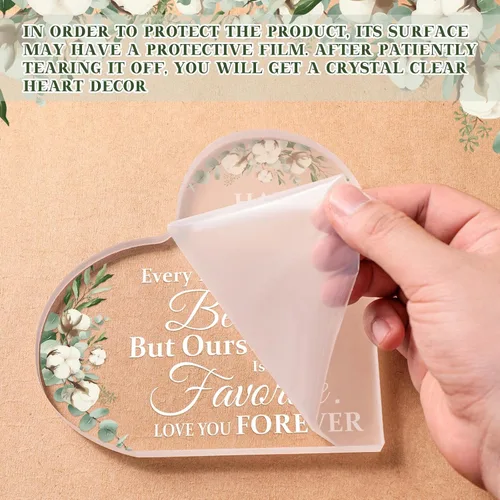 Miniatura 4 de Regalo de boda para ella años de matrimonio, regalo de feliz aniversario para mujer, corazón acrílico, recuerdo de matrimonio para esposa, marido