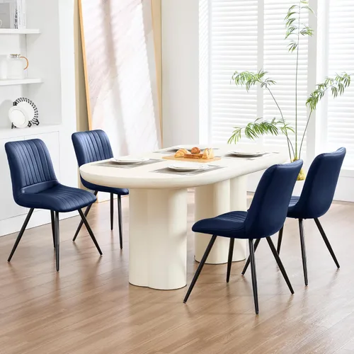 Miniatura 19 de Sillas de comedor, modernas sillas de comedor con cojines gruesos, sillas tapizadas de piel sintética para cocina, comedor con patas de metal