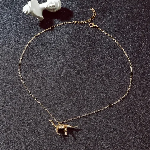 Miniatura 5 de Collar de cadena de dinosaurio de oro para mujer Triceratops T-Rex Brachiosaurus Collar con colgante de animales, regalo de Navidad, collares