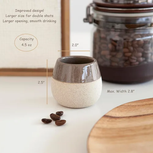 Miniatura 2 de Juego de 4 tazas de café espresso de cerámica, capacidad de 4.5 onzas, tazas de café pequeñas y modernas, aptas para lavavajillas, tazas de café