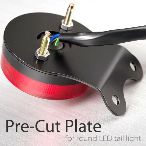 Miniatura 7 de KiWAV Luz trasera redonda/luz de freno LED con soporte de montaje de placa precortada negra