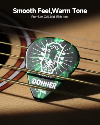 Miniatura 6 de Donner Paquete de 16 púas de guitarra para guitarra acústica, guitarra eléctrica, ukelele, incluye púas delgadas, medias, pesadas y extra pesadas