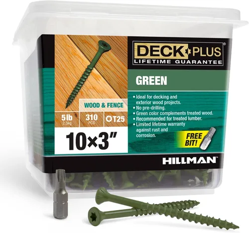 Miniatura 33 de Deck Plus Tornillos para valla y madera exterior con revestimiento epoxi de 3 pulgadas #10 x 3 Torx/Star Drive Incluido, rosca gruesa, tornillo