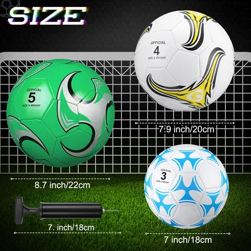 Miniatura 2 de Deekin Balón de fútbol a granel con aguja de bomba de tamaño 5/4/3 desinflado, pelota de fútbol oficial para interiores y exteriores, accesorios