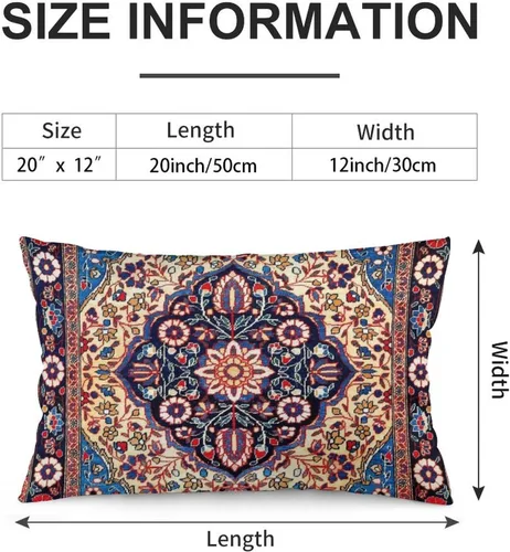 Miniatura 2 de Kashan - 19 fundas de almohada con estampado central persa de 12 x 20 pulgadas, fundas de almohada decorativas de terciopelo suave para decoración
