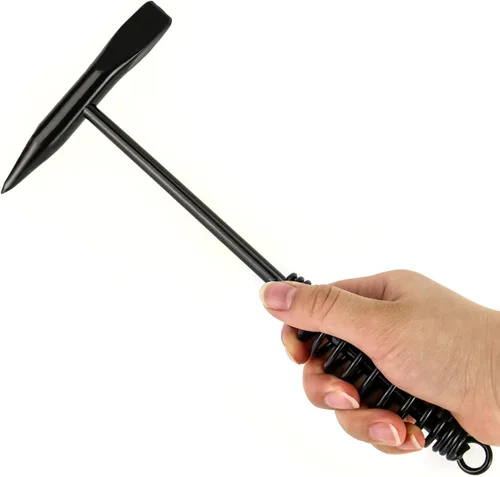 Miniatura 4 de QWORK Martillo astillador de soldadura, 2 paquetes de martillo de dos cabezas de 10.5 pulgadas con mango de resorte helicoidal, limpieza
