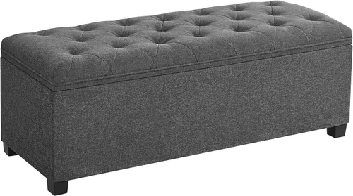 Miniatura 7 de SONGMICS Banco otomano de almacenamiento de terciopelo, reposapiés con patas, 15.7 x 43 x 15.7 pulgadas, banco de extremo de cama, baúl de Blanco