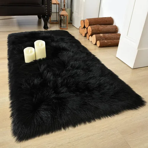 Miniatura 29 de LOCHAS Alfombra mullida ultrasuave, alfombra de pelo sintético de oveja, para el dormitorio, para colocar junto a la cama, para la sala