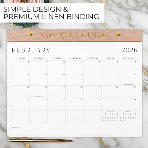 Miniatura 5 de Calendario de escritorio estético 2026-2027, desde enero de 2026 hasta julio de 2027, calendario minimalista de escritorio de oficina o pared de Rosa