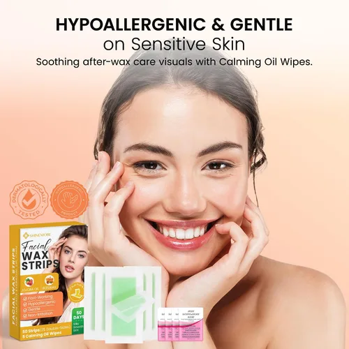 Miniatura 5 de Tiras de cera facial para depilación: trabajo rápido y suave para cara, cejas, labio superior, barbilla, hipoalergénicas para todo tipo de piel, 50