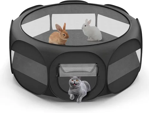 Miniatura 11 de VavoPaw Corralito para Animales Pequeños, Caja de Crianza de Pollos con Tapa Superior, Carpa de Jaula Portátil para Ejercicio al Aire Libre