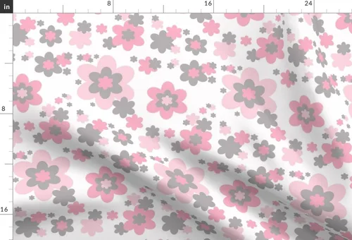 Miniatura 2 de Spoonflower Tela - Rosa Gris Gris Floral Niña Nursery Flower Room Impreso en tela Minky por The Yard - Cobijas de bebé Coser Edredón de felpa