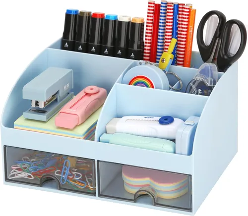 Organizador de escritorio de oficina con cajones para escritorio/mesa/mostrador, accesorios de escritorio, organizador estacionario, organizador de