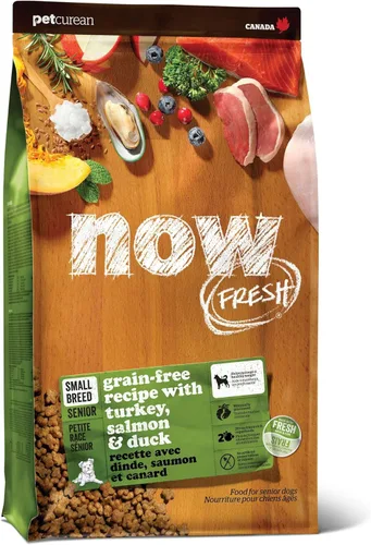 Now Fresh Small Breed - Alimento seco para perros mayores, pavo, receta de salmón y pato, sin granos, sin pollo, 3.5 libras