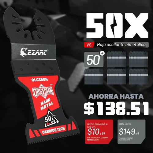 Miniatura 6 de EZARC Hojas de sierra oscilantes de carburo de obsidiana, cuchillas multiherramienta de liberación rápida para metal duro, clavos, pernos