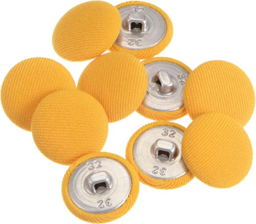 Miniatura 84 de HARFINGTON 10 botones de tela de 24L cubiertos de tela de 0.59 pulgadas, vástago de metal, botones de costura redondos para trajes, blusas de Azul