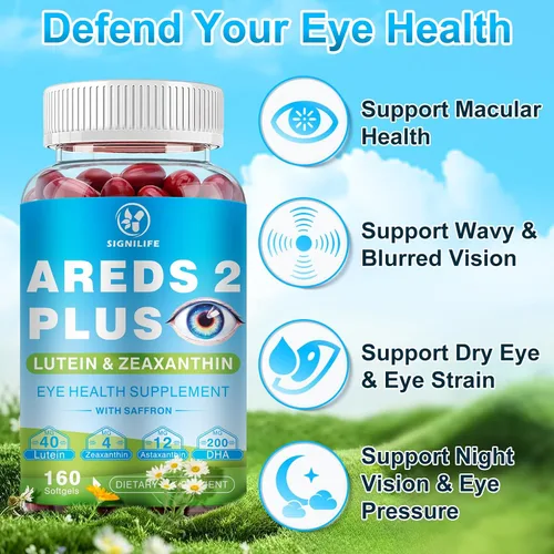 Miniatura 5 de AREDS 2 Plus - Cápsulas blandas de luteína y zeaxantina, vitaminas oculares con astaxantina de 12 mg, vitaminas C, E, azafrán y DHA, protección