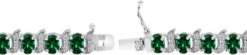 Miniatura 4 de B. BRILLIANT Pulsera de plata de ley genuina, creada o simulada con piedras preciosas ovaladas y S para mujer