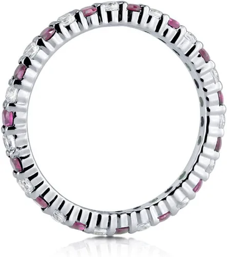 Miniatura 15 de BERRICLE Sterling Silver Rings Stackable Eternity Band Ring for Women, Round Cubic Zirconia CZ - Amethyst-Purple, Emerald-Green, Garnet-Red