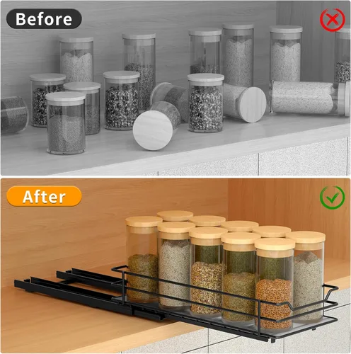 Miniatura 3 de BOIVSHI Organizador de especias extraíble para gabinete, organizador de especias deslizante resistente para armarios de cocina y despensa, se adapta