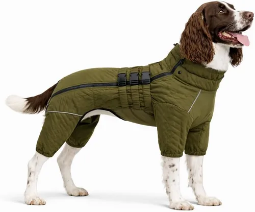 Miniatura 36 de Abrigo cálido para perros de doble capa, chaleco para perros, 4 patas cubiertas, resistente al viento, impermeable, reflectante, gris XS - L