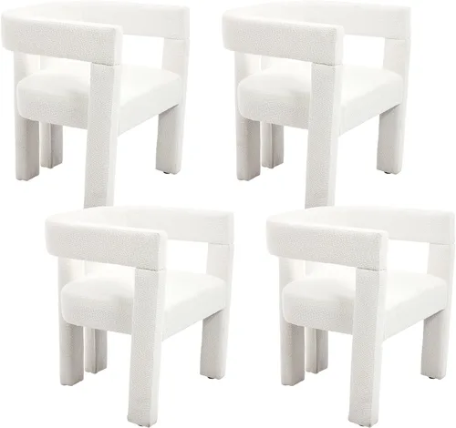 Miniatura 12 de Juego de 2 Sillas de Comedor Modernas / Sillas de Sala de Estar, Sillón de Tela, Silla Barrel Tapizada para Sala de Estar Cocina Recepción