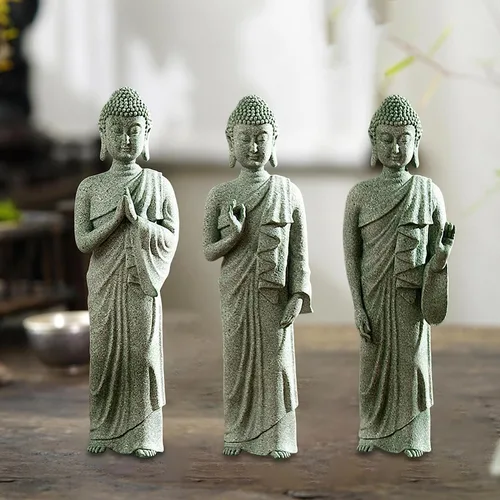 Miniatura 7 de Estatua de Buda para acuario, estatua de Buda de pecera, decoraciones de estatua de Buda de piedra arenisca natural, esculturas de Buda para pecera