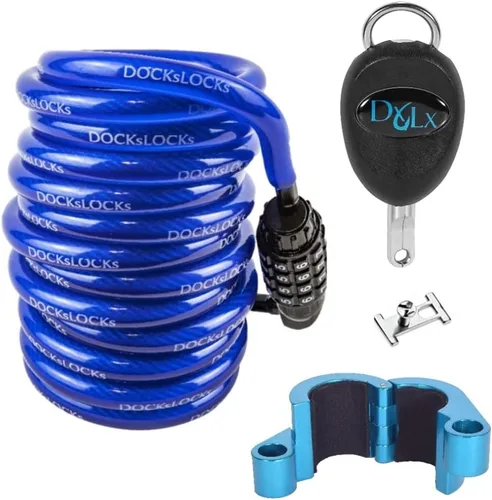 DocksLocks Kit de seguridad SUP de lujo, sistema antirrobo de grado marino con bloqueo de mordazas patentado, bloqueo de cable en espiral de 10