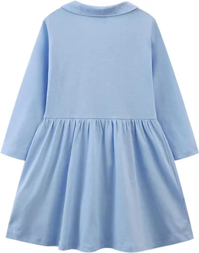 Miniatura 2 de HILEELANG Vestido de manga larga para niña, de algodón, casual, con apliques para Halloween, Navidad, túnica