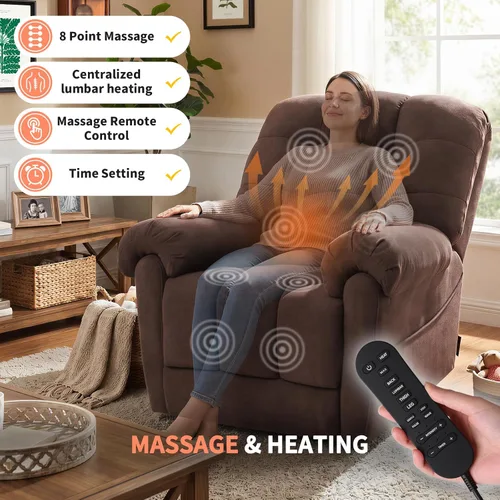Miniatura 4 de EONIX Mordern - Silla reclinable mecedora de masaje, reclinable mecedora eléctrica de doble motor para espacios pequeños, silla reclinable Lazy Boy