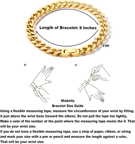 Miniatura 7 de Tuewut Pulsera de eslabones cubanos de acero inoxidable de 0.315in para hombresmujeresniños, platachapado en oro de 18 quilates de 789 pulgadas