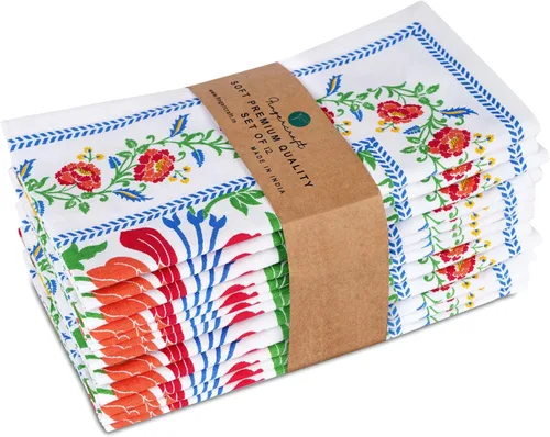 Miniatura 81 de Fingercraft - Juego de 12 servilletas de tela de mezcla de algodón y lino, con estampado, perfecta para fiestas, cenas, bodas, cócteles y Navidad