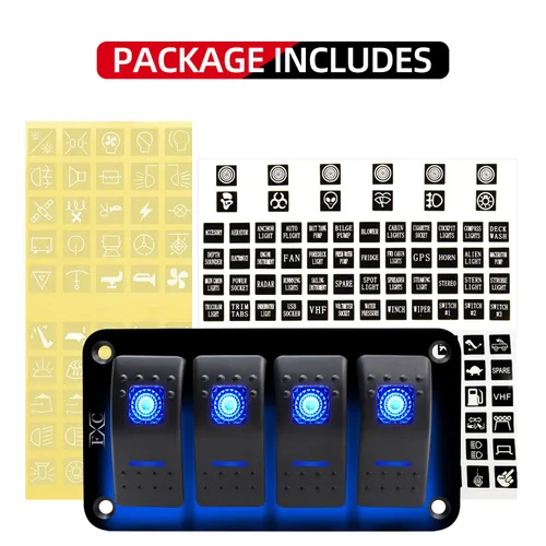 Miniatura 3 de FXC Panel de interruptor basculante de aluminio 4 bandas interruptores de palanca para tablero 5 pines encendido/apagado 2 LED retroiluminados