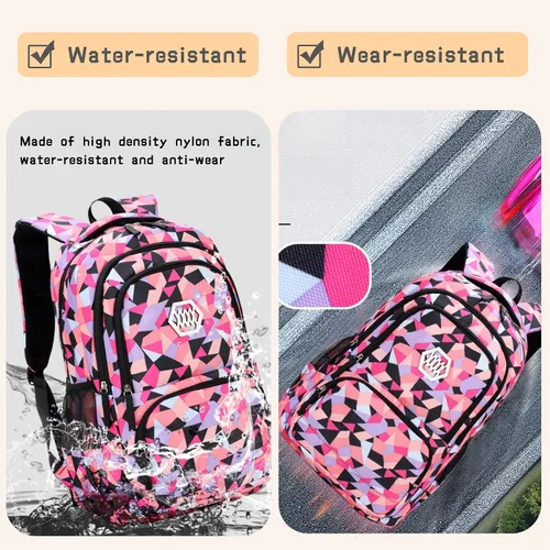 Miniatura 5 de Bansusu - Mochila para estudiantes, diseño geométrico, escuela primaria, para niñas, Púrpura-A), unknown