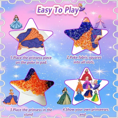 Miniatura 4 de JRD&BS WINL Kit de Arte Divertido para Pinchar para Niños Edad 3-12 Años Princesas 3D Creativas para Niñas Regalos de Cumpleaños para Niños de 3 4 5