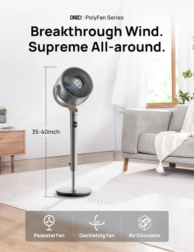 Miniatura 3 de Dreo Ventilador de pie con control remoto, ventilador de torre con control remoto, ventiladores oscilantes para dormitorio y hogar