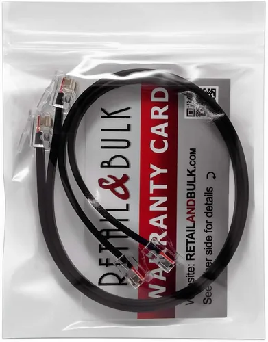 Miniatura 8 de Paquete de 2 cables telefónicos de 1 pie, grado profesional, fabricado en Estados Unidos, enchufes RJ11 macho 6P4C con contactos dorados de 50