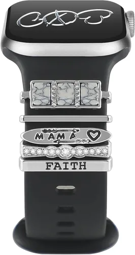 Miniatura 11 de ALMNVO Bling Charms de diamante para correas de Apple Watch, Charms de 46 mm, 45 mm, 44 mm, 42 mm, 41 mm, 40 mm, 38 mm, 49 mm, anillos decorativos