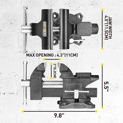 Miniatura 6 de Tornillo de banco, tornillo de banco de 4-1/2 pulgadas para banco de trabajo, tornillo de banco combinado de utilidad para el hogar con construcción