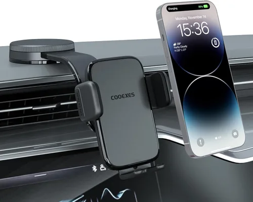 Soporte para teléfono de automóvil, rotación de 360°, soporte de teléfono con ventosa al vacío - Nano gel de 108 libras para automóvil, brazo