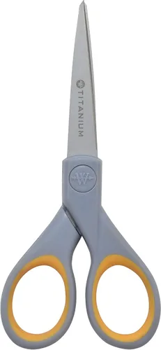 Miniatura 4 de Westcott 13824 Tijeras puntiagudas de titanio con asas suaves, de 7 y 5 pulgadas, color gris/amarillo (paquete de 2)