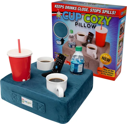 Miniatura 15 de La Almohada Portavasos Original Cup Cozy Pillow de 5 Agujeros Negra Como se Ve en TV - Soporte Portavasos para Sofá, Sillón, Cama, Automóvil, Casa
