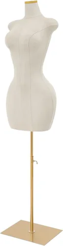 Miniatura 9 de Vestido de maniquí femenino con forma de torso, 59 a 79 pulgadas de altura ajustable, cuerpo de maniquí con soporte de metal y base rectangular