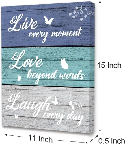 Miniatura 2 de Letrero con cita en lienzo enmarcado con texto en inglés "Live Love Laugh Love", decoración de pared para el hogar, cocina, comedor, sala de estar